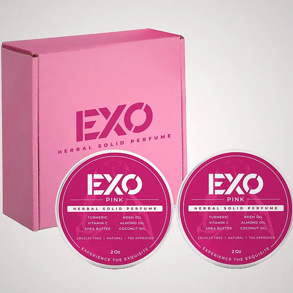 (2 Pack Gift Box) EXO Herbal Pink Perfume for Women, Solid Perfume, Floral, 4 oz
