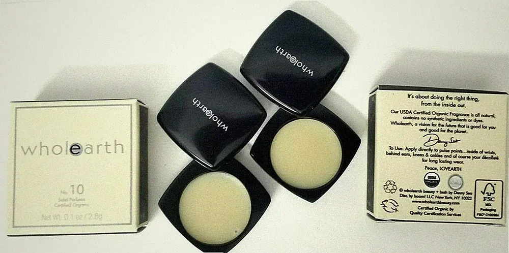 2 pk Wholearth No. 10 Solid perfume Certified Organic 0.1 oz ea NIB