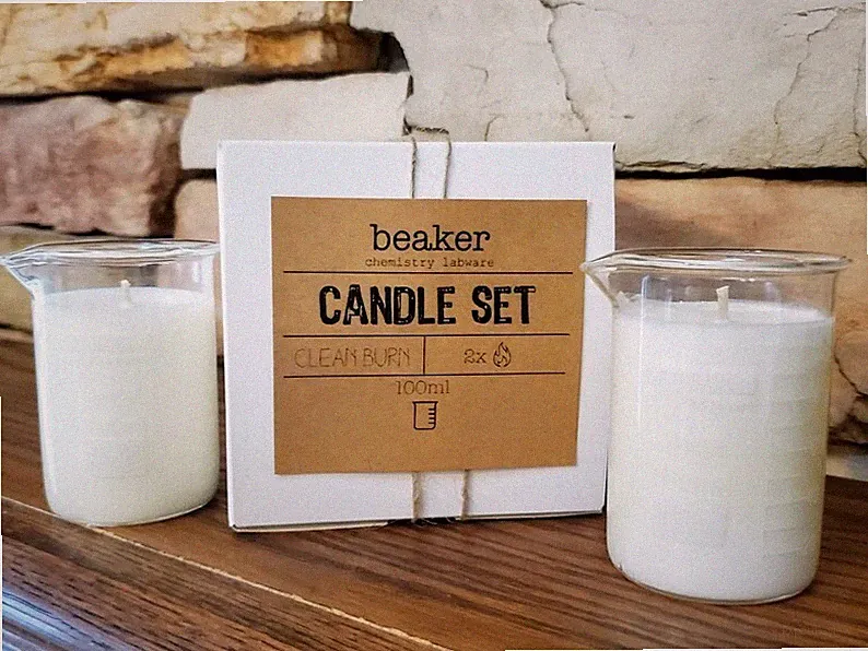 Beaker Candle Gift Set - Chemistry Gift For Science Lovers - Christmas Scent